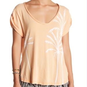 Free People Distressed Burnout Tropical Brittney Scoop Neck T Shirt